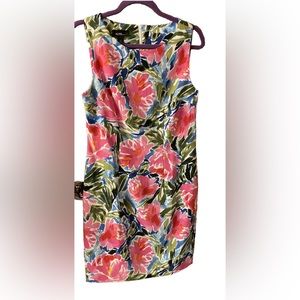 NWT- ALYX Women's Sheath Dress Vibrant Stretch Aloha Floral Print Cruise 10